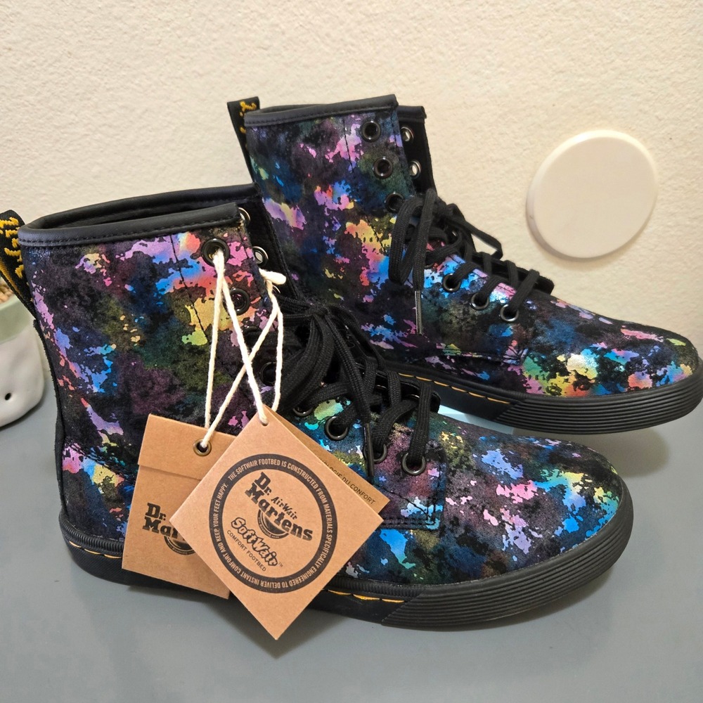 Dr. Martens Sheridan Boots Womens Size 6 Multi Color Cosmic Canvas New